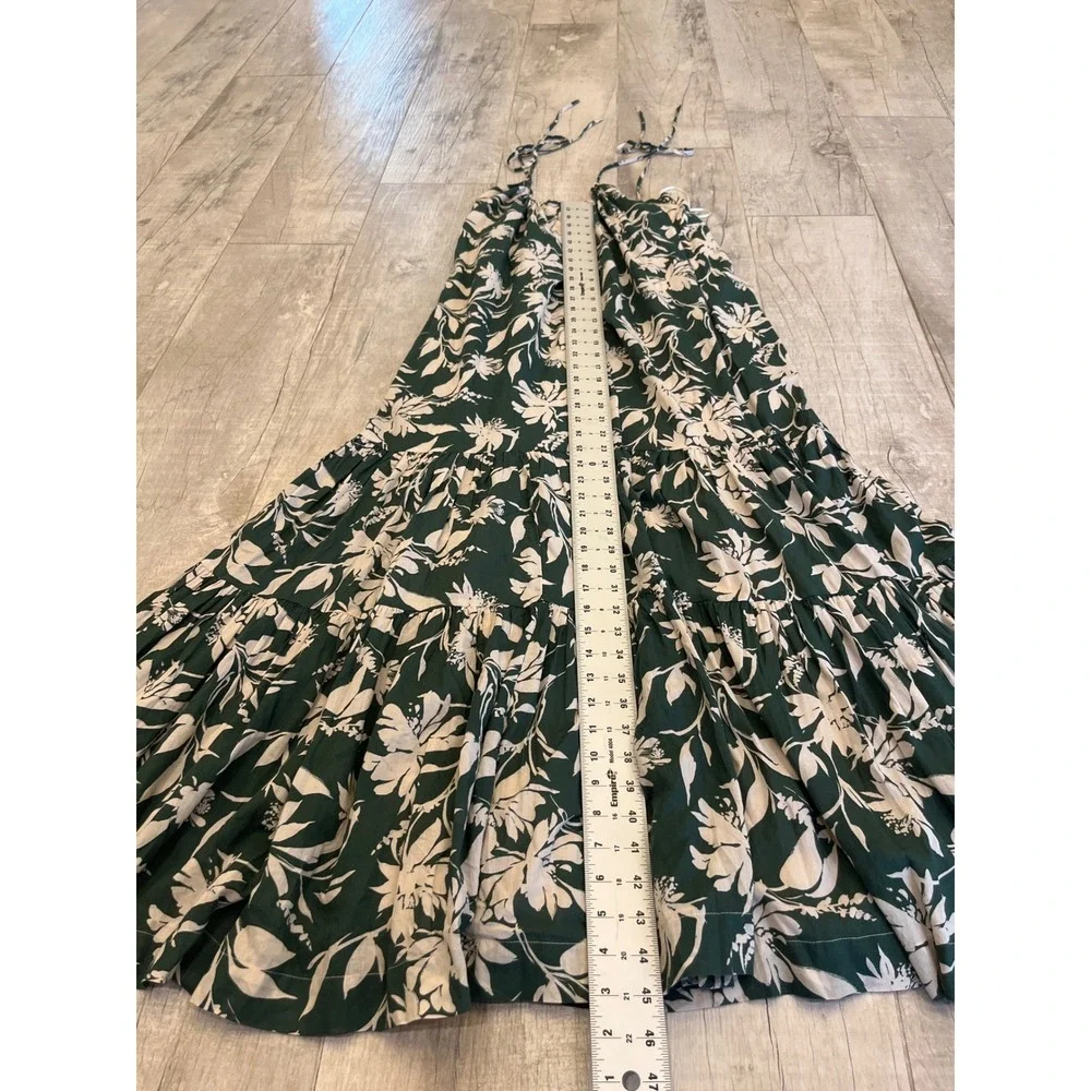 Abercrombie & Fitch Green‎ Floral Tiered Maxi Dress Tie Shoulder Small NWT